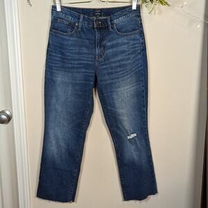 J. Crew Mid Rise Flare Crop Distressed Jeans Size 28